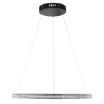 GloboStar® DIAMOND 61130 Κρεμαστό Φωτιστικό Δαχτυλίδι-Κύκλος LED CCT 45W 5230lm 360° AC 220-240V - Εναλλαγή Φωτισμού μέσω Τηλεχειριστηρίου All In One Ψυχρό 6000k+Φυσικό 4500k+Θερμό 2700k Dimmable Φ60cm - Μαύρο - 3 Years Warranty
