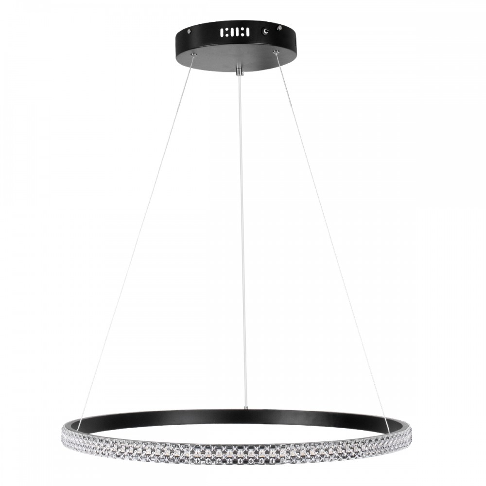 GloboStar® DIAMOND 61130 Κρεμαστό Φωτιστικό Δαχτυλίδι-Κύκλος LED CCT 45W 5230lm 360° AC 220-240V - Εναλλαγή Φωτισμού μέσω Τηλεχειριστηρίου All In One Ψυχρό 6000k+Φυσικό 4500k+Θερμό 2700k Dimmable Φ60cm - Μαύρο - 3 Years Warranty