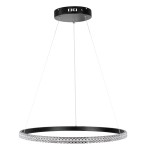GloboStar® DIAMOND 61130 Κρεμαστό Φωτιστικό Δαχτυλίδι-Κύκλος LED CCT 45W 5230lm 360° AC 220-240V - Εναλλαγή Φωτισμού μέσω Τηλεχειριστηρίου All In One Ψυχρό 6000k+Φυσικό 4500k+Θερμό 2700k Dimmable Φ60cm - Μαύρο - 3 Years Warranty