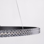 GloboStar® DIAMOND 61130 Κρεμαστό Φωτιστικό Δαχτυλίδι-Κύκλος LED CCT 45W 5230lm 360° AC 220-240V - Εναλλαγή Φωτισμού μέσω Τηλεχειριστηρίου All In One Ψυχρό 6000k+Φυσικό 4500k+Θερμό 2700k Dimmable Φ60cm - Μαύρο - 3 Years Warranty