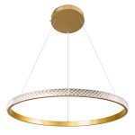 GloboStar® DIAMOND 61131 Κρεμαστό Φωτιστικό Δαχτυλίδι-Κύκλος LED CCT 45W 5230lm 360° AC 220-240V - Εναλλαγή Φωτισμού μέσω Τηλεχειριστηρίου All In One Ψυχρό 6000k+Φυσικό 4500k+Θερμό 2700k Dimmable Φ60cm - Χρυσό Βούρτσας - 3 Years Warranty