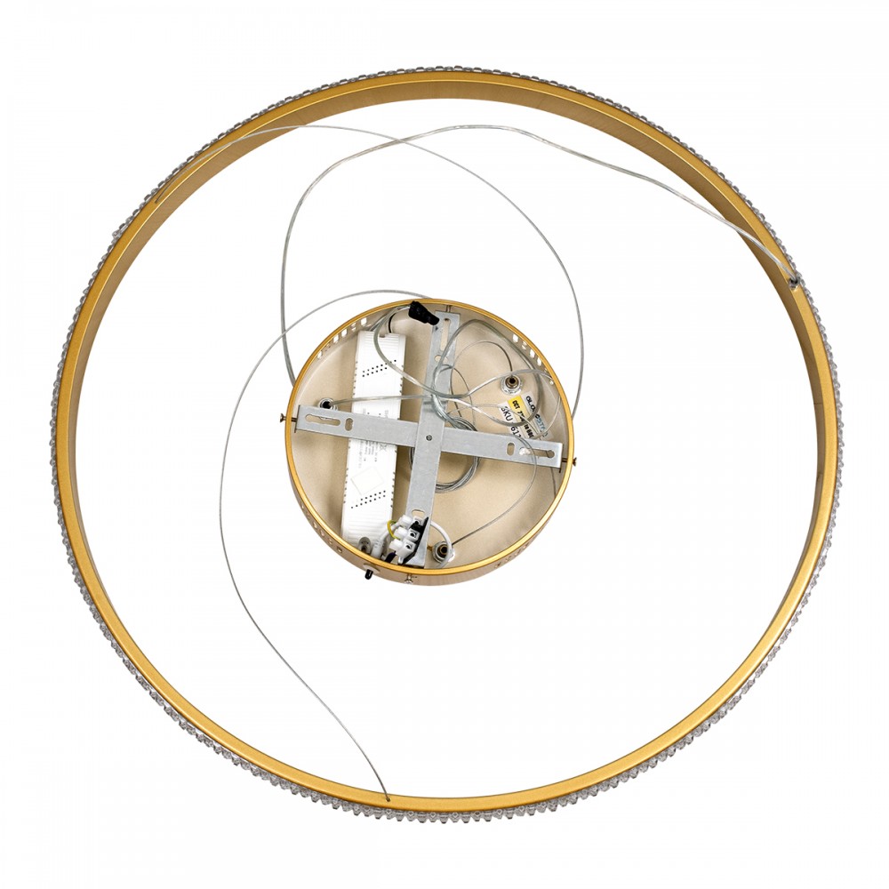 GloboStar® DIAMOND 61131 Κρεμαστό Φωτιστικό Δαχτυλίδι-Κύκλος LED CCT 45W 5230lm 360° AC 220-240V - Εναλλαγή Φωτισμού μέσω Τηλεχειριστηρίου All In One Ψυχρό 6000k+Φυσικό 4500k+Θερμό 2700k Dimmable Φ60cm - Χρυσό Βούρτσας - 3 Years Warranty