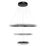 GloboStar® DIAMOND TRIO 61136 Κρεμαστό Φωτιστικό Δαχτυλίδι-Κύκλος LED CCT 100W 12123lm 360° AC 220-240V - Εναλλαγή Φωτισμού μέσω Τηλεχειριστηρίου All In One Ψυχρό 6000k+Φυσικό 4500k+Θερμό 2700k Dimmable Φ25+40+60cm - Μαύρο - 3 Years Warranty