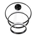 GloboStar® DIAMOND TRIO 61136 Κρεμαστό Φωτιστικό Δαχτυλίδι-Κύκλος LED CCT 100W 12123lm 360° AC 220-240V - Εναλλαγή Φωτισμού μέσω Τηλεχειριστηρίου All In One Ψυχρό 6000k+Φυσικό 4500k+Θερμό 2700k Dimmable Φ25+40+60cm - Μαύρο - 3 Years Warranty