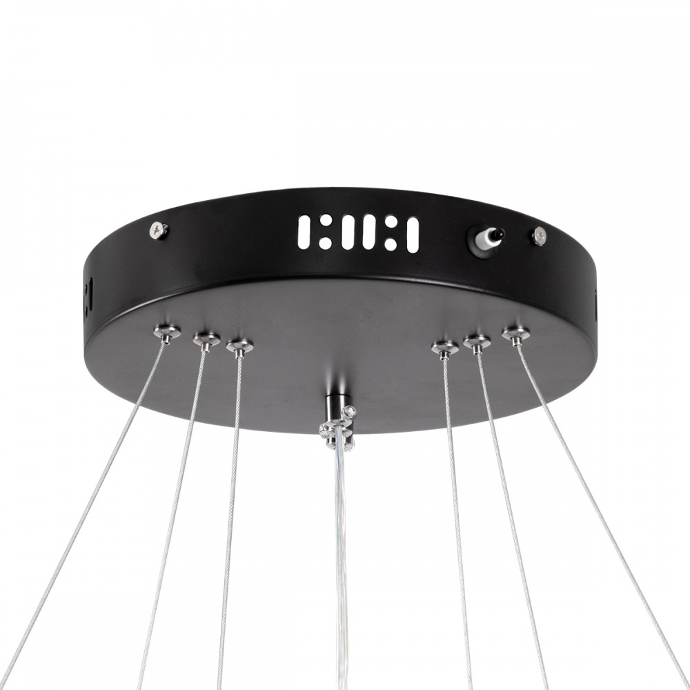 GloboStar® DIAMOND TRIO 61136 Κρεμαστό Φωτιστικό Δαχτυλίδι-Κύκλος LED CCT 100W 12123lm 360° AC 220-240V - Εναλλαγή Φωτισμού μέσω Τηλεχειριστηρίου All In One Ψυχρό 6000k+Φυσικό 4500k+Θερμό 2700k Dimmable Φ25+40+60cm - Μαύρο - 3 Years Warranty