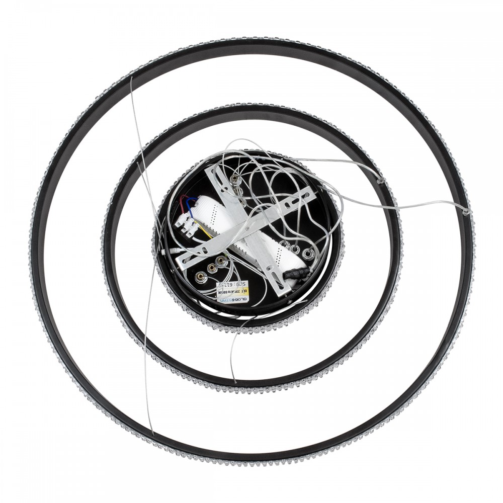 GloboStar® DIAMOND TRIO 61136-DECO Κρεμαστό Φωτιστικό Δαχτυλίδι-Κύκλος LED CCT 100W 12123lm 360° AC 220-240V - Εναλλαγή Φωτισμού μέσω Τηλεχειριστηρίου All In One Ψυχρό 6000k+Φυσικό 4500k+Θερμό 2700k Dimmable Φ25+40+60cm - Μαύρο - 3 Years Warranty