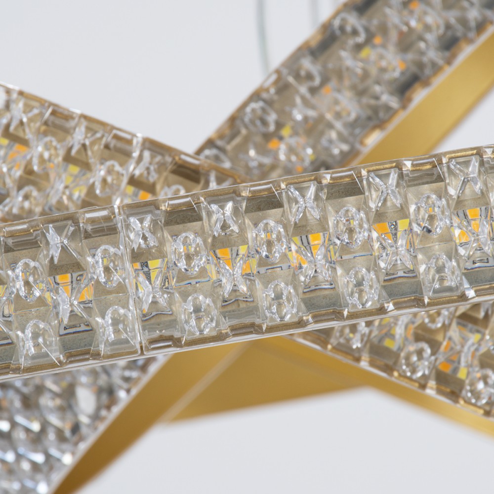 GloboStar® DIAMOND TRIO 61137-DECO Κρεμαστό Φωτιστικό Δαχτυλίδι-Κύκλος LED CCT 100W 12123lm 360° AC 220-240V - Εναλλαγή Φωτισμού μέσω Τηλεχειριστηρίου All In One Ψυχρό 6000k+Φυσικό 4500k+Θερμό 2700k Dimmable Φ25+40+60cm - Χρυσό Βούρτσας - 3 Years Warranty