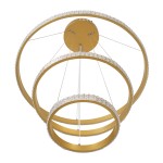 GloboStar® DIAMOND TRIO 61137-DECO Κρεμαστό Φωτιστικό Δαχτυλίδι-Κύκλος LED CCT 100W 12123lm 360° AC 220-240V - Εναλλαγή Φωτισμού μέσω Τηλεχειριστηρίου All In One Ψυχρό 6000k+Φυσικό 4500k+Θερμό 2700k Dimmable Φ25+40+60cm - Χρυσό Βούρτσας - 3 Years Warranty