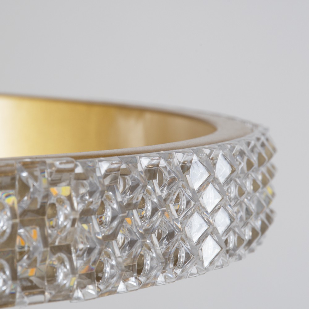 GloboStar® DIAMOND TRIO 61137-DECO Κρεμαστό Φωτιστικό Δαχτυλίδι-Κύκλος LED CCT 100W 12123lm 360° AC 220-240V - Εναλλαγή Φωτισμού μέσω Τηλεχειριστηρίου All In One Ψυχρό 6000k+Φυσικό 4500k+Θερμό 2700k Dimmable Φ25+40+60cm - Χρυσό Βούρτσας - 3 Years Warranty