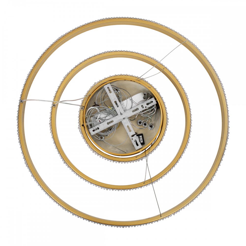 GloboStar® DIAMOND TRIO 61137-DECO Κρεμαστό Φωτιστικό Δαχτυλίδι-Κύκλος LED CCT 100W 12123lm 360° AC 220-240V - Εναλλαγή Φωτισμού μέσω Τηλεχειριστηρίου All In One Ψυχρό 6000k+Φυσικό 4500k+Θερμό 2700k Dimmable Φ25+40+60cm - Χρυσό Βούρτσας - 3 Years Warranty