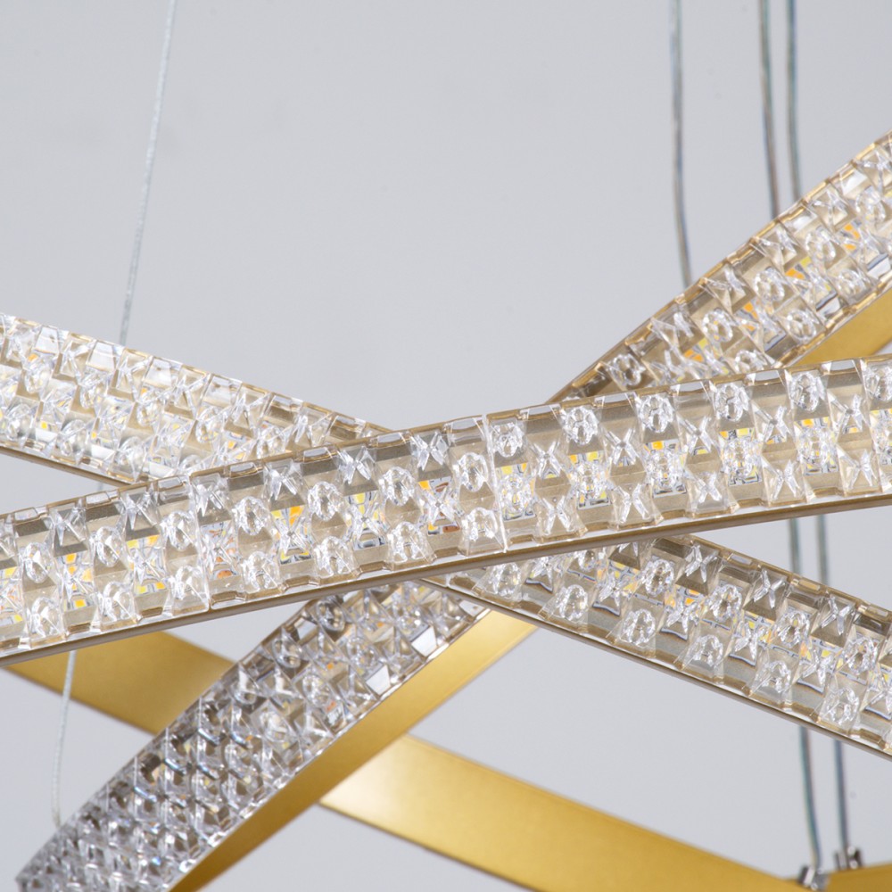 GloboStar® DIAMOND TRIO 61139-DECO Κρεμαστό Φωτιστικό Δαχτυλίδι-Κύκλος LED CCT 120W 14723lm 360° AC 220-240V - Εναλλαγή Φωτισμού μέσω Τηλεχειριστηρίου All In One Ψυχρό 6000k+Φυσικό 4500k+Θερμό 2700k Dimmable Φ40+60+80cm - Χρυσό Βούρτσας - 3 Years Warranty