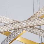 GloboStar® DIAMOND TRIO 61139-DECO Κρεμαστό Φωτιστικό Δαχτυλίδι-Κύκλος LED CCT 120W 14723lm 360° AC 220-240V - Εναλλαγή Φωτισμού μέσω Τηλεχειριστηρίου All In One Ψυχρό 6000k+Φυσικό 4500k+Θερμό 2700k Dimmable Φ40+60+80cm - Χρυσό Βούρτσας - 3 Years Warranty