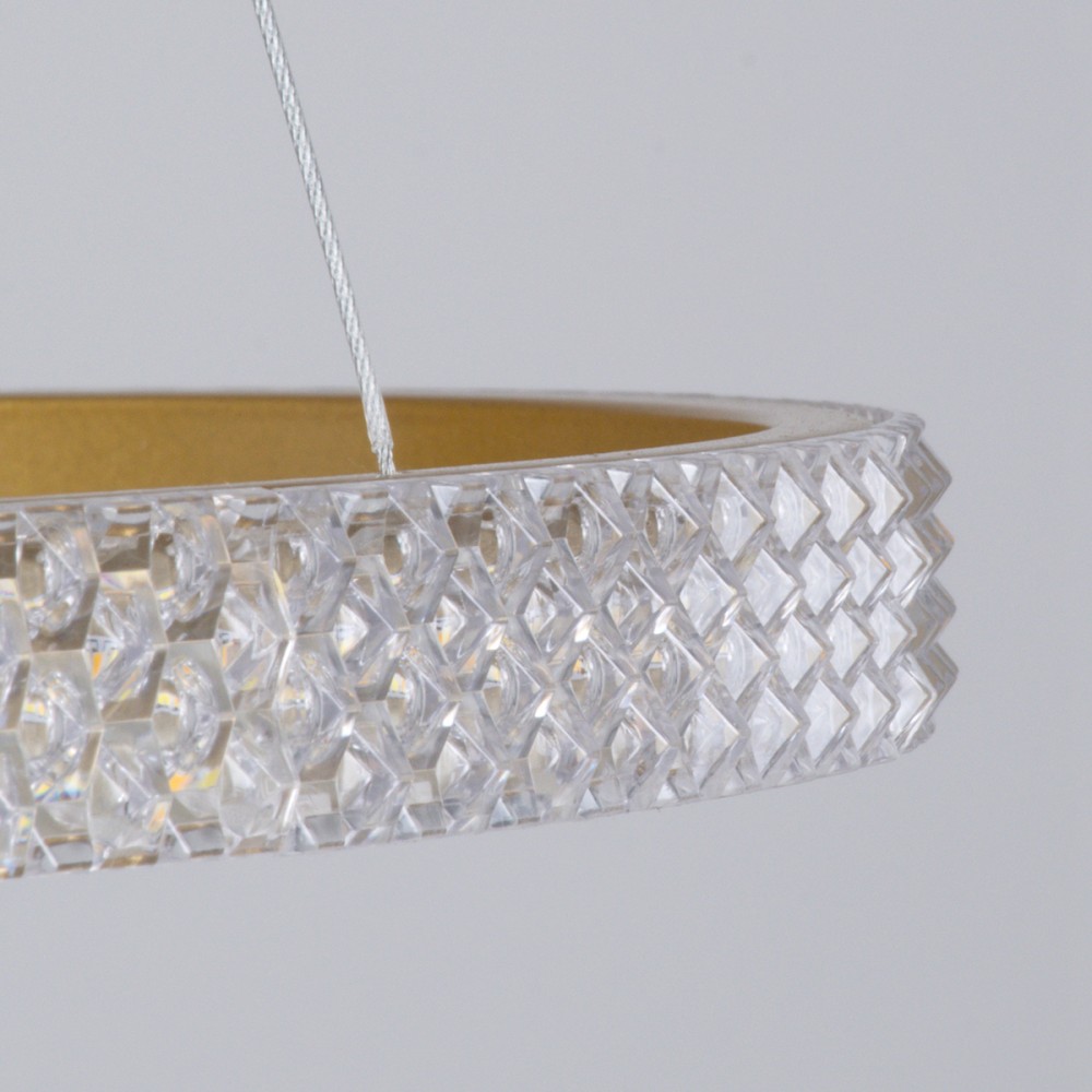 GloboStar® DIAMOND TRIO 61139-DECO Κρεμαστό Φωτιστικό Δαχτυλίδι-Κύκλος LED CCT 120W 14723lm 360° AC 220-240V - Εναλλαγή Φωτισμού μέσω Τηλεχειριστηρίου All In One Ψυχρό 6000k+Φυσικό 4500k+Θερμό 2700k Dimmable Φ40+60+80cm - Χρυσό Βούρτσας - 3 Years Warranty