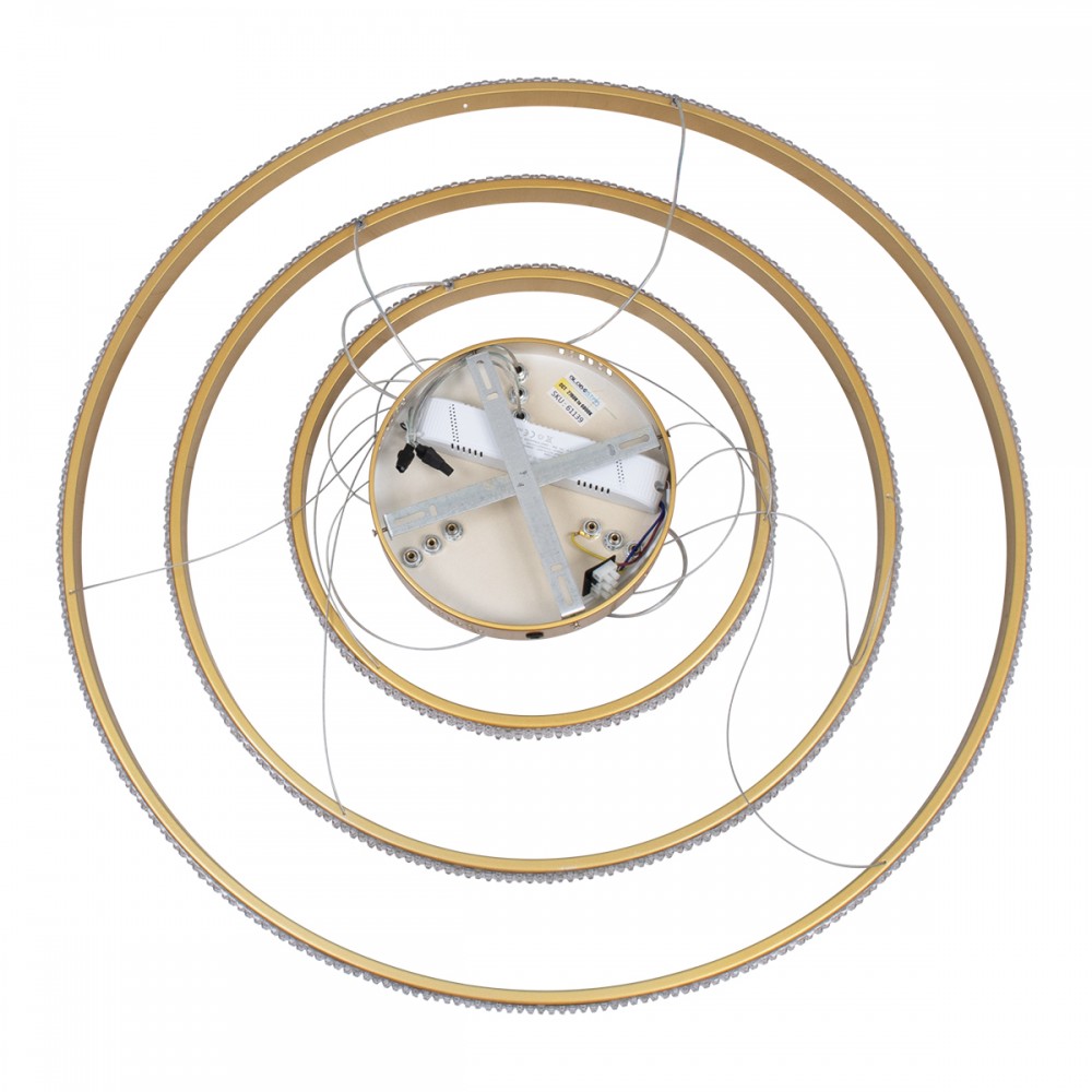 GloboStar® DIAMOND TRIO 61139-DECO Κρεμαστό Φωτιστικό Δαχτυλίδι-Κύκλος LED CCT 120W 14723lm 360° AC 220-240V - Εναλλαγή Φωτισμού μέσω Τηλεχειριστηρίου All In One Ψυχρό 6000k+Φυσικό 4500k+Θερμό 2700k Dimmable Φ40+60+80cm - Χρυσό Βούρτσας - 3 Years Warranty