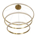 GloboStar® DIAMOND TRIO 61141-DECO Κρεμαστό Φωτιστικό Δαχτυλίδι-Κύκλος LED CCT 150W 18379lm 360° AC 220-240V - Εναλλαγή Φωτισμού μέσω Τηλεχειριστηρίου All In One Ψυχρό 6000k+Φυσικό 4500k+Θερμό 2700k Dimmable Φ60+80+100cm - Χρυσό Βούρτσας - 3 Years Warrant