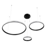 GloboStar® DIAMOND TRIO 61142 Κρεμαστό Φωτιστικό Δαχτυλίδι-Κύκλος LED CCT 100W 12123lm 360° AC 220-240V - Εναλλαγή Φωτισμού μέσω Τηλεχειριστηρίου All In One Ψυχρό 6000k+Φυσικό 4500k+Θερμό 2700k Dimmable Φ25+40+60cm - Μαύρο - 3 Years Warranty