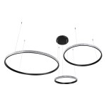 GloboStar® DIAMOND TRIO 61144 Κρεμαστό Φωτιστικό Δαχτυλίδι-Κύκλος LED CCT 120W 14723lm 360° AC 220-240V - Εναλλαγή Φωτισμού μέσω Τηλεχειριστηρίου All In One Ψυχρό 6000k+Φυσικό 4500k+Θερμό 2700k Dimmable Φ40+60+80cm - Μαύρο - 3 Years Warranty