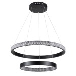 GloboStar® DIAMOND DUO 61150 Κρεμαστό Φωτιστικό Δαχτυλίδι-Κύκλος LED CCT 75W 8743lm 360° AC 220-240V - Εναλλαγή Φωτισμού μέσω Τηλεχειριστηρίου All In One Ψυχρό 6000k+Φυσικό 4500k+Θερμό 2700k Dimmable Φ40+60cm - Μαύρο - 3 Years Warranty