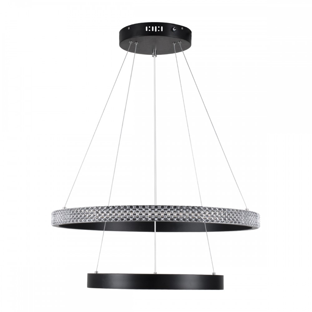 GloboStar® DIAMOND DUO 61150 Κρεμαστό Φωτιστικό Δαχτυλίδι-Κύκλος LED CCT 75W 8743lm 360° AC 220-240V - Εναλλαγή Φωτισμού μέσω Τηλεχειριστηρίου All In One Ψυχρό 6000k+Φυσικό 4500k+Θερμό 2700k Dimmable Φ40+60cm - Μαύρο - 3 Years Warranty