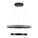 GloboStar® DIAMOND DUO 61150 Κρεμαστό Φωτιστικό Δαχτυλίδι-Κύκλος LED CCT 75W 8743lm 360° AC 220-240V - Εναλλαγή Φωτισμού μέσω Τηλεχειριστηρίου All In One Ψυχρό 6000k+Φυσικό 4500k+Θερμό 2700k Dimmable Φ40+60cm - Μαύρο - 3 Years Warranty