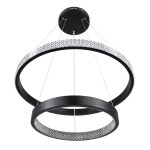 GloboStar® DIAMOND DUO 61150 Κρεμαστό Φωτιστικό Δαχτυλίδι-Κύκλος LED CCT 75W 8743lm 360° AC 220-240V - Εναλλαγή Φωτισμού μέσω Τηλεχειριστηρίου All In One Ψυχρό 6000k+Φυσικό 4500k+Θερμό 2700k Dimmable Φ40+60cm - Μαύρο - 3 Years Warranty