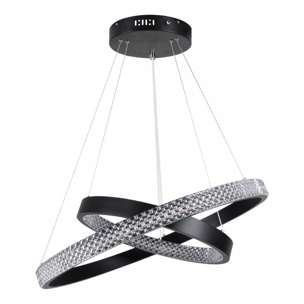 GloboStar® DIAMOND DUO 61150 Κρεμαστό Φωτιστικό Δαχτυλίδι-Κύκλος LED CCT 75W 8743lm 360° AC 220-240V - Εναλλαγή Φωτισμού μέσω Τηλεχειριστηρίου All In One Ψυχρό 6000k+Φυσικό 4500k+Θερμό 2700k Dimmable Φ40+60cm - Μαύρο - 3 Years Warranty