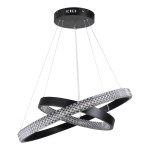 GloboStar® DIAMOND DUO 61150 Κρεμαστό Φωτιστικό Δαχτυλίδι-Κύκλος LED CCT 75W 8743lm 360° AC 220-240V - Εναλλαγή Φωτισμού μέσω Τηλεχειριστηρίου All In One Ψυχρό 6000k+Φυσικό 4500k+Θερμό 2700k Dimmable Φ40+60cm - Μαύρο - 3 Years Warranty