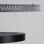 GloboStar® DIAMOND DUO 61150 Κρεμαστό Φωτιστικό Δαχτυλίδι-Κύκλος LED CCT 75W 8743lm 360° AC 220-240V - Εναλλαγή Φωτισμού μέσω Τηλεχειριστηρίου All In One Ψυχρό 6000k+Φυσικό 4500k+Θερμό 2700k Dimmable Φ40+60cm - Μαύρο - 3 Years Warranty