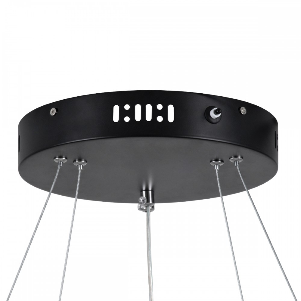 GloboStar® DIAMOND DUO 61150 Κρεμαστό Φωτιστικό Δαχτυλίδι-Κύκλος LED CCT 75W 8743lm 360° AC 220-240V - Εναλλαγή Φωτισμού μέσω Τηλεχειριστηρίου All In One Ψυχρό 6000k+Φυσικό 4500k+Θερμό 2700k Dimmable Φ40+60cm - Μαύρο - 3 Years Warranty