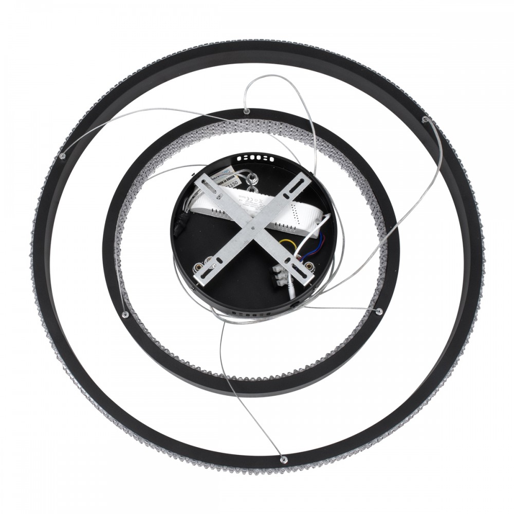 GloboStar® DIAMOND DUO 61150 Κρεμαστό Φωτιστικό Δαχτυλίδι-Κύκλος LED CCT 75W 8743lm 360° AC 220-240V - Εναλλαγή Φωτισμού μέσω Τηλεχειριστηρίου All In One Ψυχρό 6000k+Φυσικό 4500k+Θερμό 2700k Dimmable Φ40+60cm - Μαύρο - 3 Years Warranty