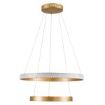 GloboStar® DIAMOND DUO 61151 Κρεμαστό Φωτιστικό Δαχτυλίδι-Κύκλος LED CCT 75W 8743lm 360° AC 220-240V - Εναλλαγή Φωτισμού μέσω Τηλεχειριστηρίου All In One Ψυχρό 6000k+Φυσικό 4500k+Θερμό 2700k Dimmable Φ40+60cm - Χρυσό Βούρτσας - 3 Years Warranty