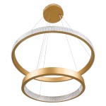 GloboStar® DIAMOND DUO 61151 Κρεμαστό Φωτιστικό Δαχτυλίδι-Κύκλος LED CCT 75W 8743lm 360° AC 220-240V - Εναλλαγή Φωτισμού μέσω Τηλεχειριστηρίου All In One Ψυχρό 6000k+Φυσικό 4500k+Θερμό 2700k Dimmable Φ40+60cm - Χρυσό Βούρτσας - 3 Years Warranty