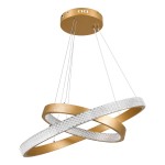 GloboStar® DIAMOND DUO 61151 Κρεμαστό Φωτιστικό Δαχτυλίδι-Κύκλος LED CCT 75W 8743lm 360° AC 220-240V - Εναλλαγή Φωτισμού μέσω Τηλεχειριστηρίου All In One Ψυχρό 6000k+Φυσικό 4500k+Θερμό 2700k Dimmable Φ40+60cm - Χρυσό Βούρτσας - 3 Years Warranty