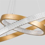 GloboStar® DIAMOND DUO 61151 Κρεμαστό Φωτιστικό Δαχτυλίδι-Κύκλος LED CCT 75W 8743lm 360° AC 220-240V - Εναλλαγή Φωτισμού μέσω Τηλεχειριστηρίου All In One Ψυχρό 6000k+Φυσικό 4500k+Θερμό 2700k Dimmable Φ40+60cm - Χρυσό Βούρτσας - 3 Years Warranty
