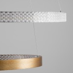 GloboStar® DIAMOND DUO 61151 Κρεμαστό Φωτιστικό Δαχτυλίδι-Κύκλος LED CCT 75W 8743lm 360° AC 220-240V - Εναλλαγή Φωτισμού μέσω Τηλεχειριστηρίου All In One Ψυχρό 6000k+Φυσικό 4500k+Θερμό 2700k Dimmable Φ40+60cm - Χρυσό Βούρτσας - 3 Years Warranty