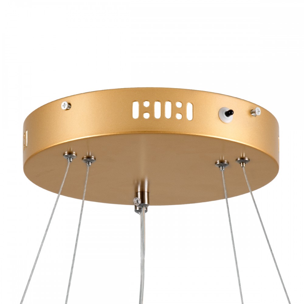 GloboStar® DIAMOND DUO 61151 Κρεμαστό Φωτιστικό Δαχτυλίδι-Κύκλος LED CCT 75W 8743lm 360° AC 220-240V - Εναλλαγή Φωτισμού μέσω Τηλεχειριστηρίου All In One Ψυχρό 6000k+Φυσικό 4500k+Θερμό 2700k Dimmable Φ40+60cm - Χρυσό Βούρτσας - 3 Years Warranty