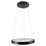 GloboStar® NEMESIS 61155 Κρεμαστό Φωτιστικό Δαχτυλίδι-Κύκλος LED CCT 30W 3513lm 360° AC 220-240V - Εναλλαγή Φωτισμού μέσω Τηλεχειριστηρίου All In One Ψυχρό 6000k+Φυσικό 4500k+Θερμό 2700k Dimmable Φ40cm - Μαύρο - 3 Years Warranty