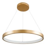 GloboStar® NEMESIS 61160 Κρεμαστό Φωτιστικό Δαχτυλίδι-Κύκλος LED CCT 45W 5230lm 360° AC 220-240V - Εναλλαγή Φωτισμού μέσω Τηλεχειριστηρίου All In One Ψυχρό 6000k+Φυσικό 4500k+Θερμό 2700k Dimmable Φ60cm - Χρυσό Βούρτσας - 3 Years Warranty