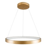 GloboStar® NEMESIS 61160 Κρεμαστό Φωτιστικό Δαχτυλίδι-Κύκλος LED CCT 45W 5230lm 360° AC 220-240V - Εναλλαγή Φωτισμού μέσω Τηλεχειριστηρίου All In One Ψυχρό 6000k+Φυσικό 4500k+Θερμό 2700k Dimmable Φ60cm - Χρυσό Βούρτσας - 3 Years Warranty