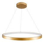GloboStar® NEMESIS 61163 Κρεμαστό Φωτιστικό Δαχτυλίδι-Κύκλος LED CCT 67W 7689lm 360° AC 220-240V - Εναλλαγή Φωτισμού μέσω Τηλεχειριστηρίου All In One Ψυχρό 6000k+Φυσικό 4500k+Θερμό 2700k Dimmable Φ80cm - Χρυσό Βούρτσας - 3 Years Warranty