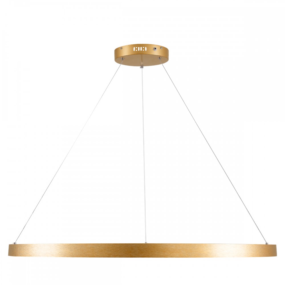 GloboStar® NEMESIS 61166 Κρεμαστό Φωτιστικό Δαχτυλίδι-Κύκλος LED CCT 75W 8743lm 360° AC 220-240V - Εναλλαγή Φωτισμού μέσω Τηλεχειριστηρίου All In One Ψυχρό 6000k+Φυσικό 4500k+Θερμό 2700k Dimmable Φ100cm - Χρυσό Βούρτσας - 3 Years Warranty