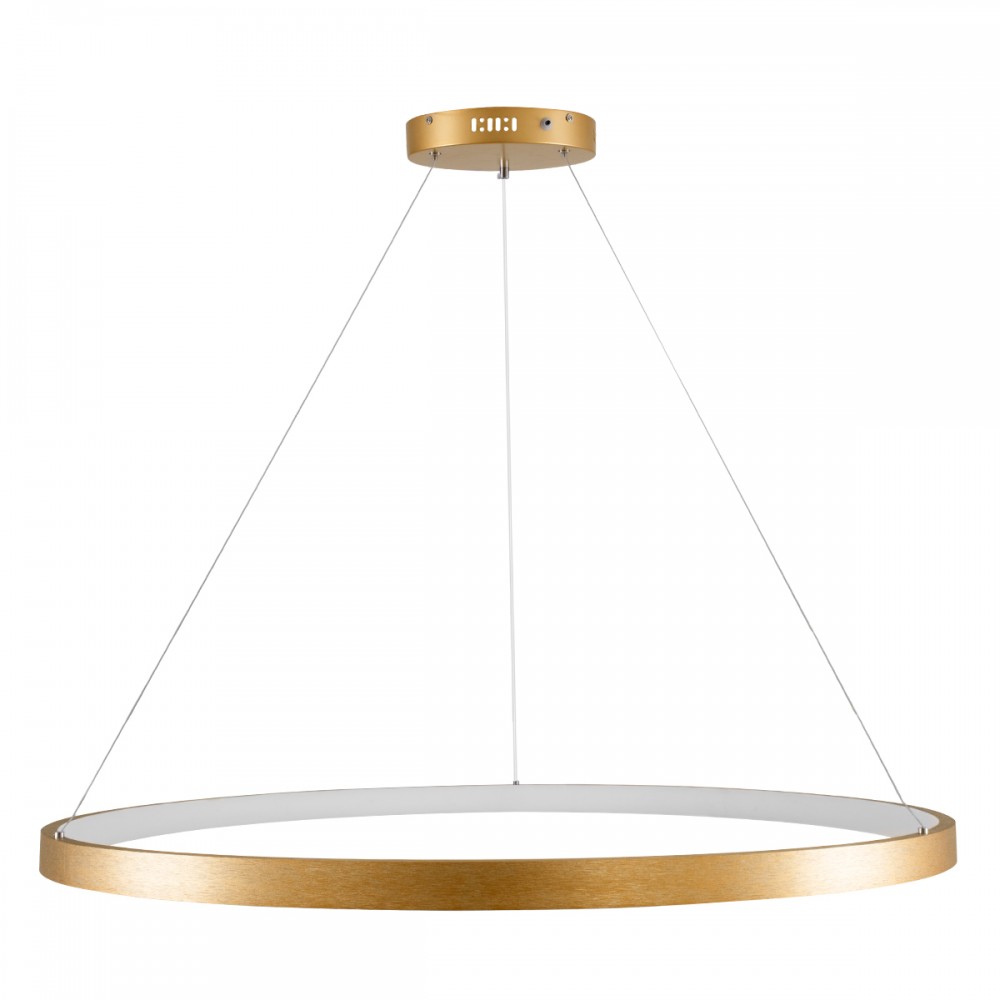 GloboStar® NEMESIS 61166 Κρεμαστό Φωτιστικό Δαχτυλίδι-Κύκλος LED CCT 75W 8743lm 360° AC 220-240V - Εναλλαγή Φωτισμού μέσω Τηλεχειριστηρίου All In One Ψυχρό 6000k+Φυσικό 4500k+Θερμό 2700k Dimmable Φ100cm - Χρυσό Βούρτσας - 3 Years Warranty
