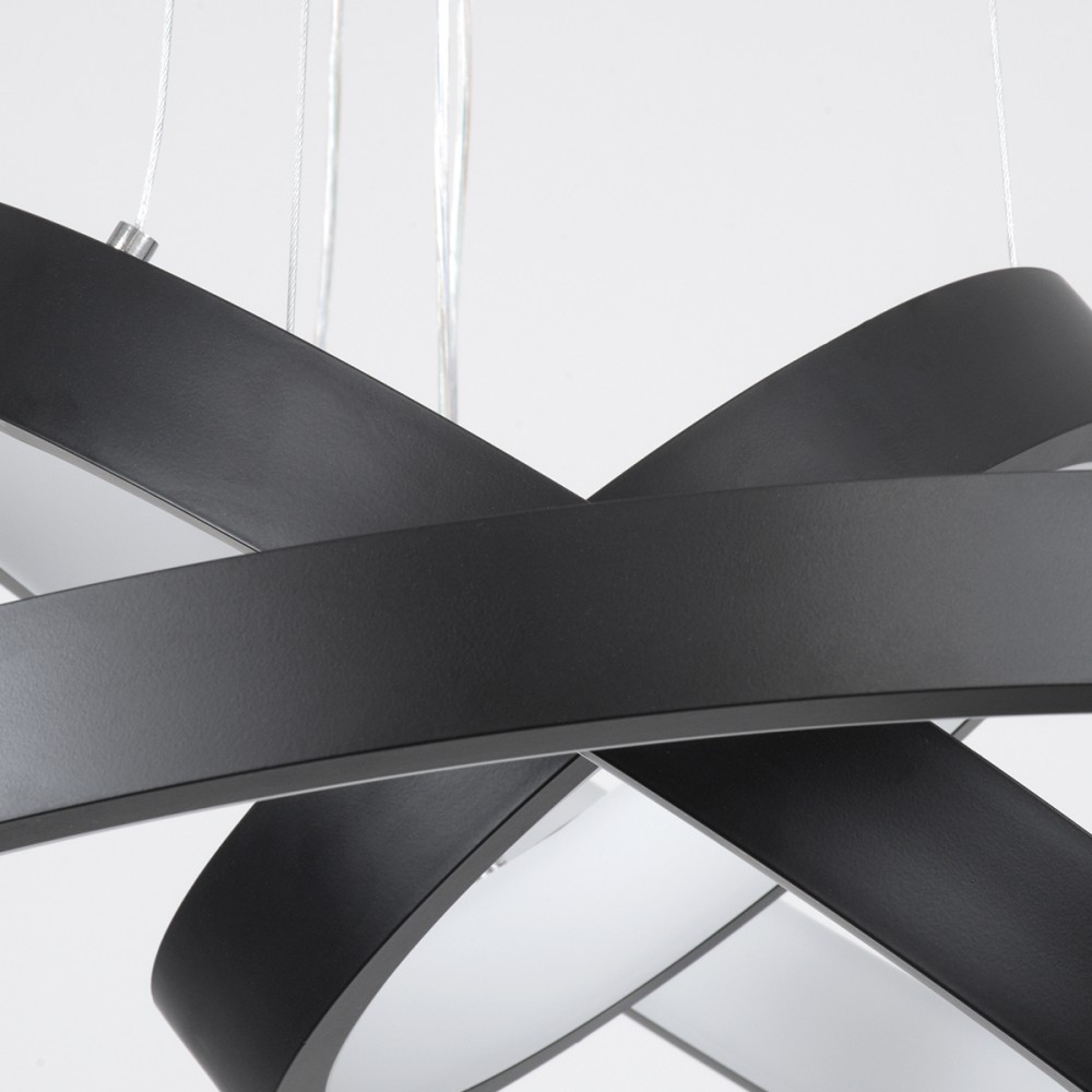 GloboStar® NEMESIS TRIO 61167 Κρεμαστό Φωτιστικό Δαχτυλίδι-Κύκλος LED CCT 100W 12123lm 360° AC 220-240V - Εναλλαγή Φωτισμού μέσω Τηλεχειριστηρίου All In One Ψυχρό 6000k+Φυσικό 4500k+Θερμό 2700k Dimmable Φ25+40+60cm - Μαύρο - 3 Years Warranty