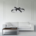 GloboStar® NEMESIS TRIO 61167-DECO Κρεμαστό Φωτιστικό Δαχτυλίδι-Κύκλος LED CCT 100W 12123lm 360° AC 220-240V - Εναλλαγή Φωτισμού μέσω Τηλεχειριστηρίου All In One Ψυχρό 6000k+Φυσικό 4500k+Θερμό 2700k Dimmable Φ25+40+60cm - Μαύρο - 3 Years Warranty