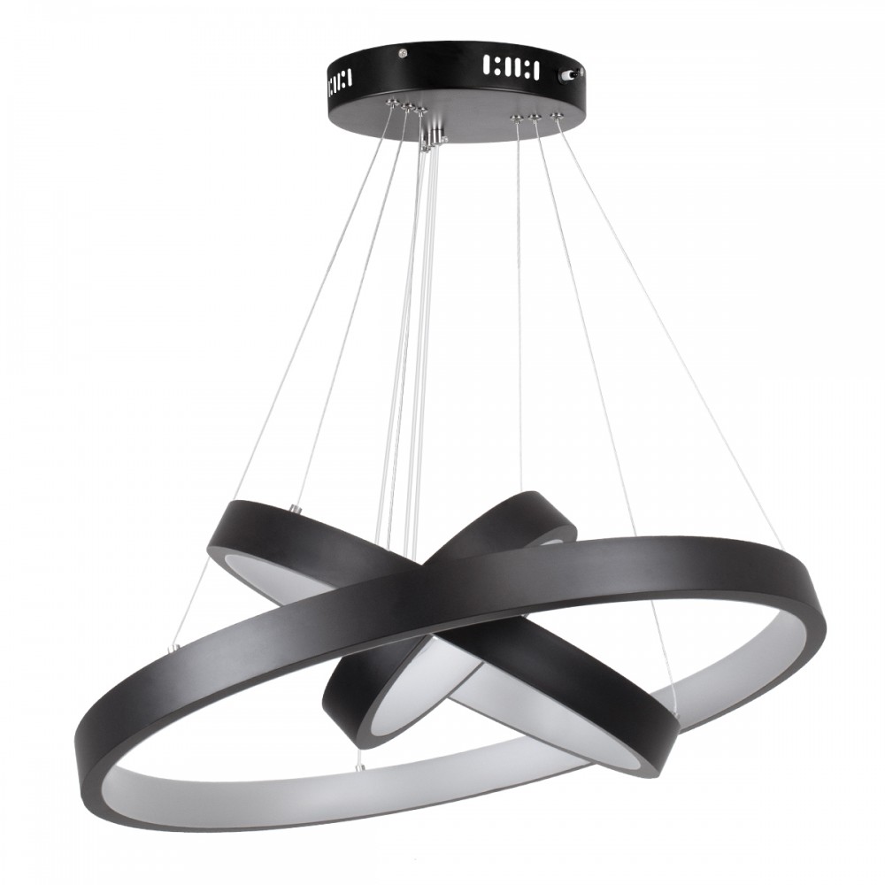 GloboStar® NEMESIS TRIO 61167-DECO Κρεμαστό Φωτιστικό Δαχτυλίδι-Κύκλος LED CCT 100W 12123lm 360° AC 220-240V - Εναλλαγή Φωτισμού μέσω Τηλεχειριστηρίου All In One Ψυχρό 6000k+Φυσικό 4500k+Θερμό 2700k Dimmable Φ25+40+60cm - Μαύρο - 3 Years Warranty