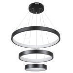 GloboStar® NEMESIS TRIO 61167-DECO Κρεμαστό Φωτιστικό Δαχτυλίδι-Κύκλος LED CCT 100W 12123lm 360° AC 220-240V - Εναλλαγή Φωτισμού μέσω Τηλεχειριστηρίου All In One Ψυχρό 6000k+Φυσικό 4500k+Θερμό 2700k Dimmable Φ25+40+60cm - Μαύρο - 3 Years Warranty
