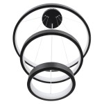 GloboStar® NEMESIS TRIO 61167-DECO Κρεμαστό Φωτιστικό Δαχτυλίδι-Κύκλος LED CCT 100W 12123lm 360° AC 220-240V - Εναλλαγή Φωτισμού μέσω Τηλεχειριστηρίου All In One Ψυχρό 6000k+Φυσικό 4500k+Θερμό 2700k Dimmable Φ25+40+60cm - Μαύρο - 3 Years Warranty