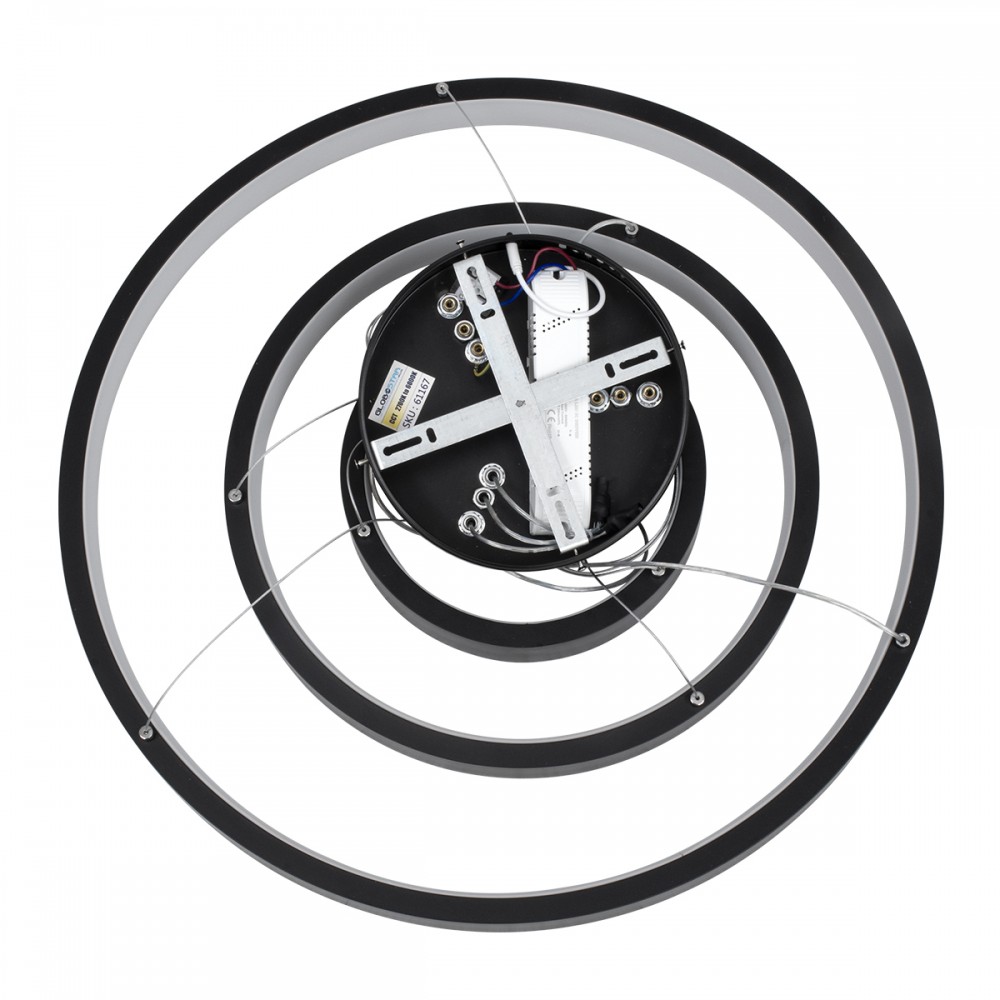 GloboStar® NEMESIS TRIO 61167-DECO Κρεμαστό Φωτιστικό Δαχτυλίδι-Κύκλος LED CCT 100W 12123lm 360° AC 220-240V - Εναλλαγή Φωτισμού μέσω Τηλεχειριστηρίου All In One Ψυχρό 6000k+Φυσικό 4500k+Θερμό 2700k Dimmable Φ25+40+60cm - Μαύρο - 3 Years Warranty