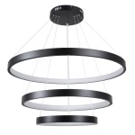 GloboStar® NEMESIS TRIO 61170 Κρεμαστό Φωτιστικό Δαχτυλίδι-Κύκλος LED CCT 120W 14723lm 360° AC 220-240V - Εναλλαγή Φωτισμού μέσω Τηλεχειριστηρίου All In One Ψυχρό 6000k+Φυσικό 4500k+Θερμό 2700k Dimmable Φ40+60+80cm - Μαύρο - 3 Years Warranty