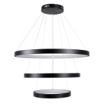 GloboStar® NEMESIS TRIO 61170 Κρεμαστό Φωτιστικό Δαχτυλίδι-Κύκλος LED CCT 120W 14723lm 360° AC 220-240V - Εναλλαγή Φωτισμού μέσω Τηλεχειριστηρίου All In One Ψυχρό 6000k+Φυσικό 4500k+Θερμό 2700k Dimmable Φ40+60+80cm - Μαύρο - 3 Years Warranty